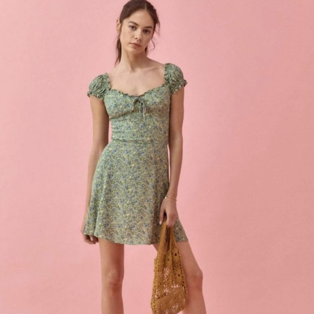 Reformation Pacey dress green floral size 4